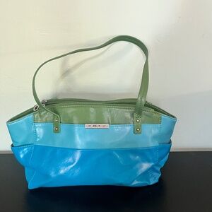 Blue and Green Striped Purse